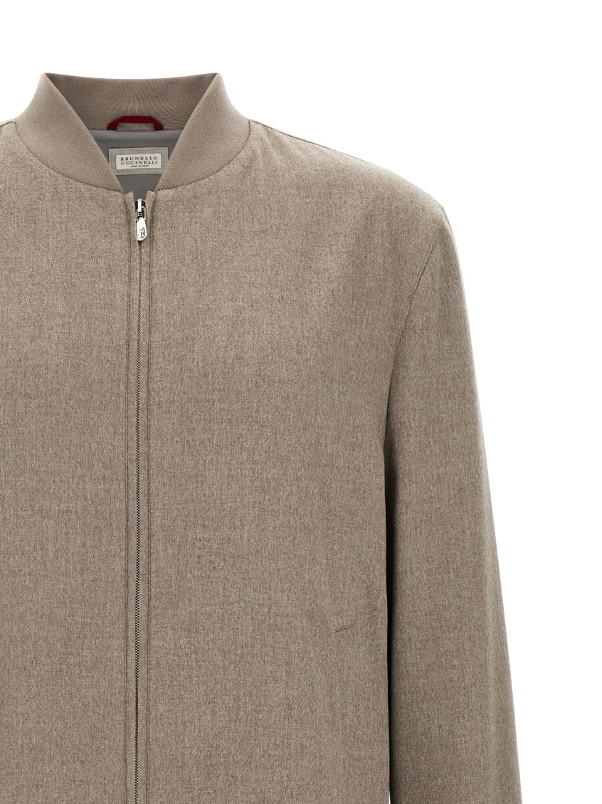 Taupe Textured Bomber Jacket
