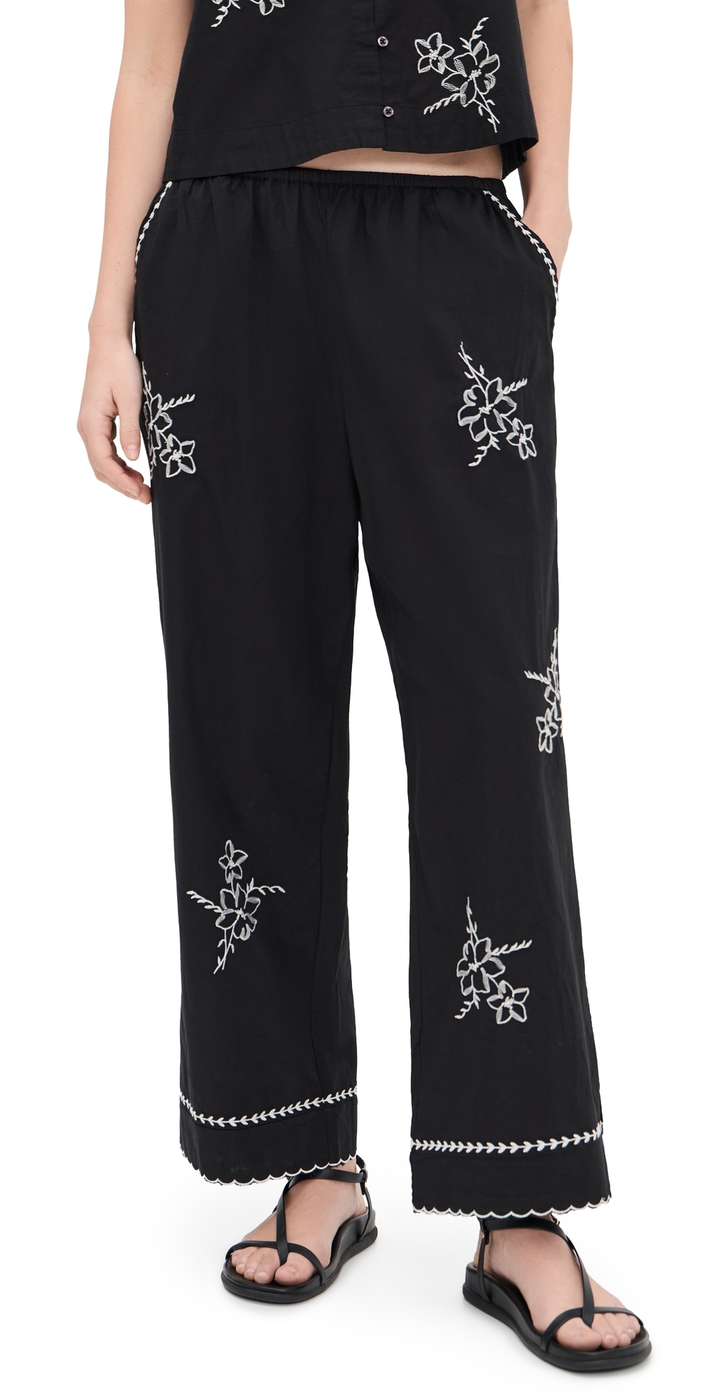 The Weekend Hanky Embroidery Pants Black