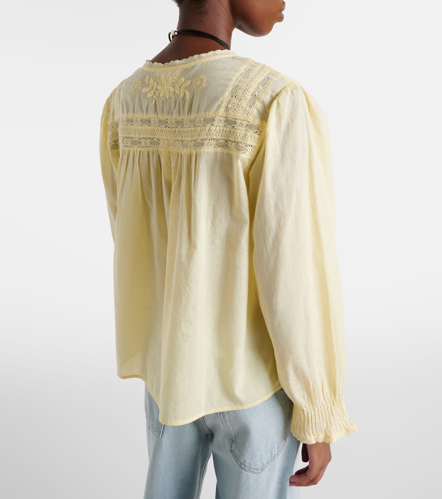 Byrdie lace-trimmed cotton blouse