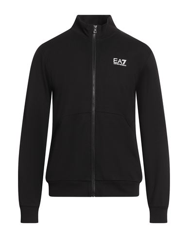 Man Sweatshirt Black Size M Cotton, Elastane
