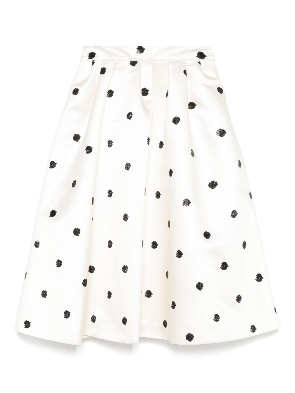 Polka-dot A-line skirt - White