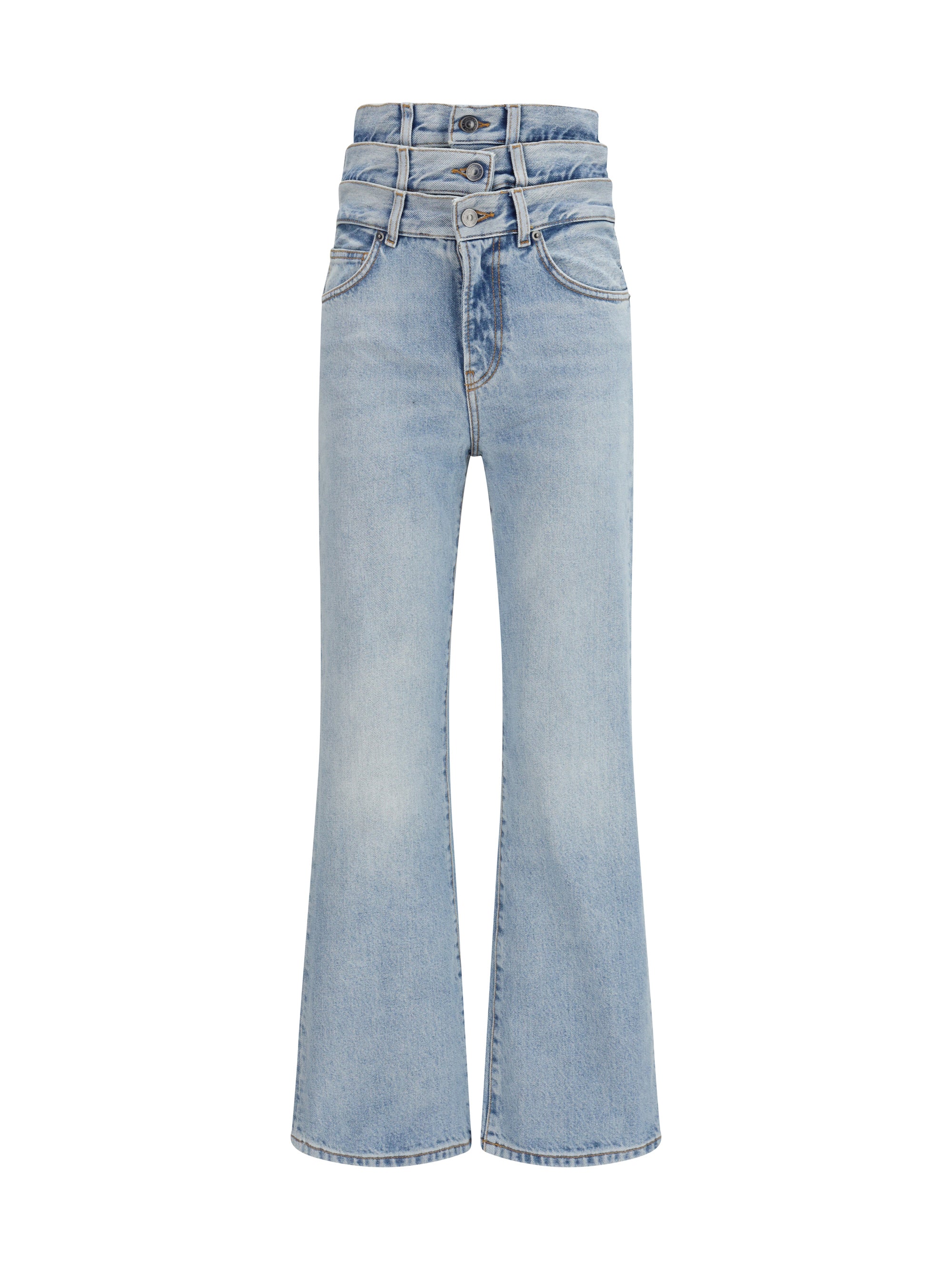 Flared Triple-Layer Waist Jeans — Blue