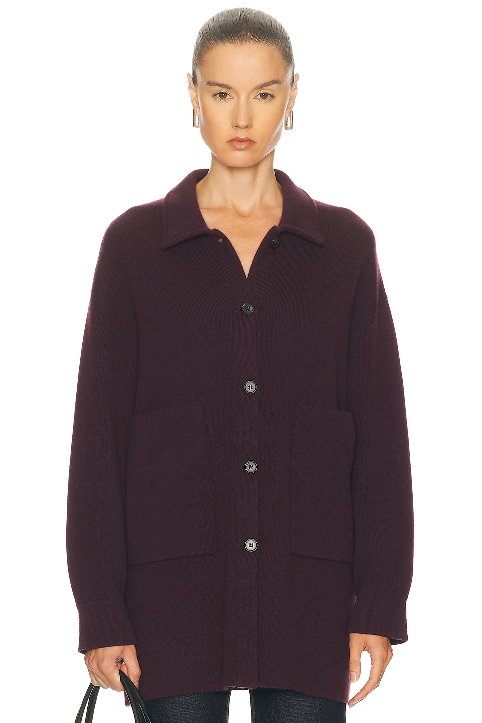 Lisa Yang Julianne Cardigan Jacket in Mahogany - Wine. 1 also