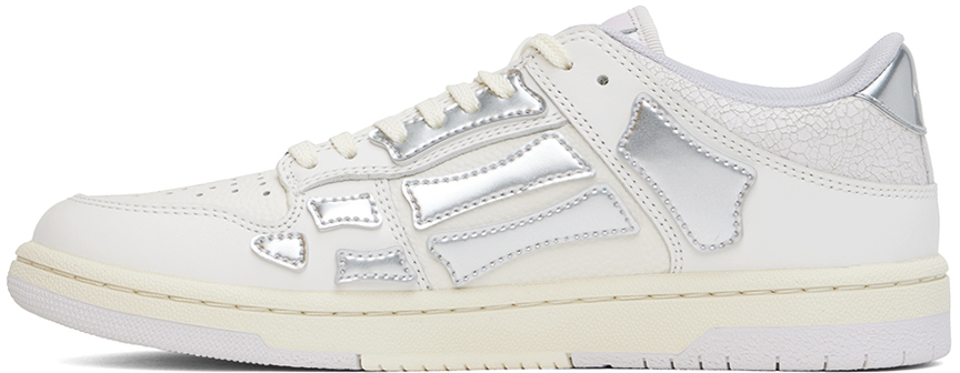 AMIRI White & Silver Metallic Skel Top Sneakers