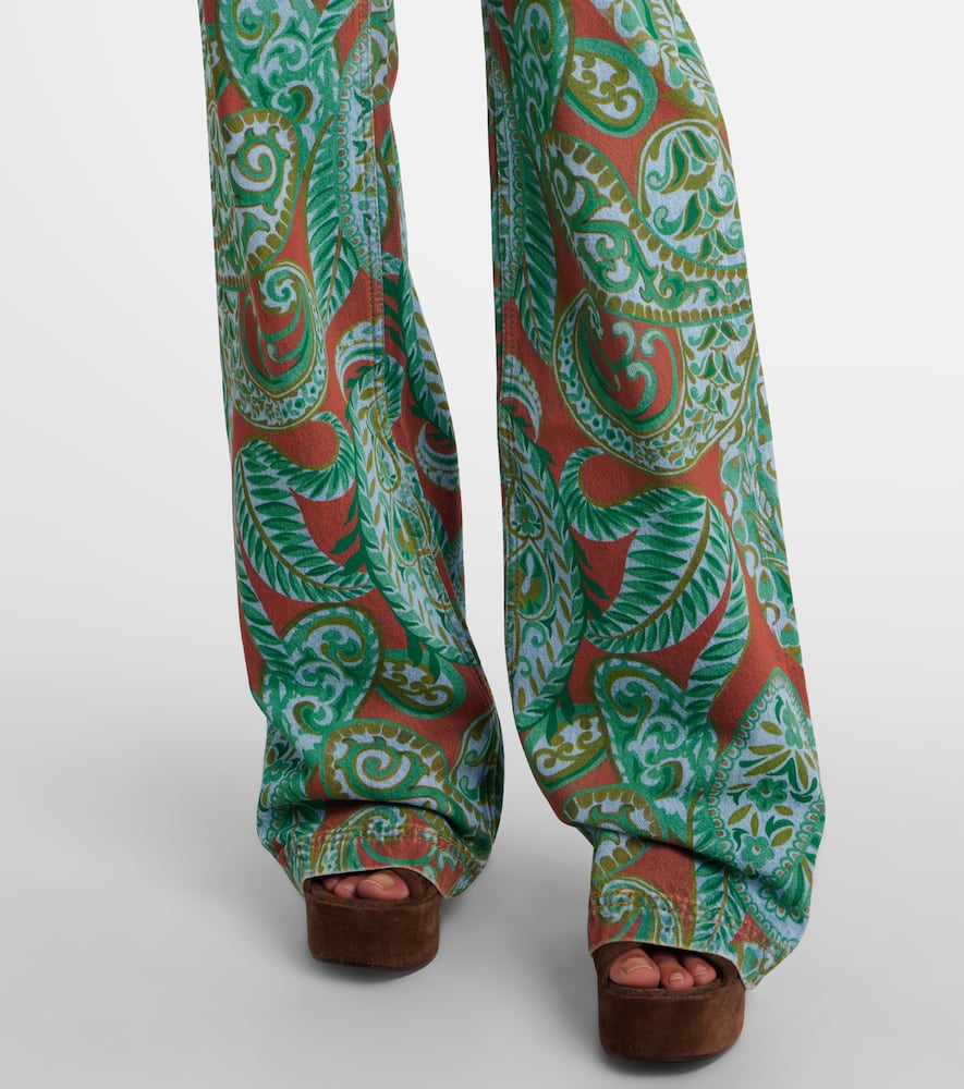 Paisley high-rise wide-leg jeans