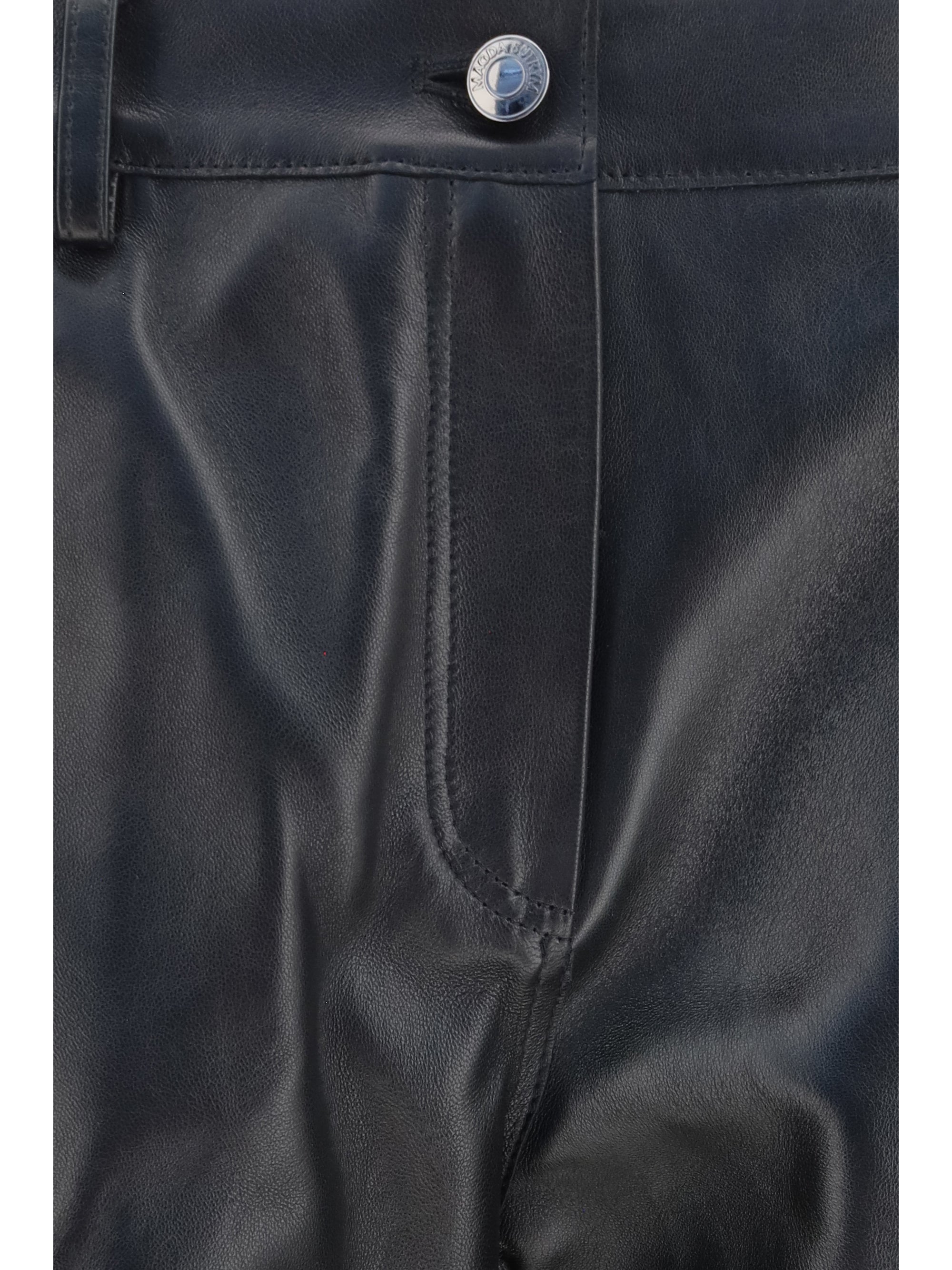 Leather Straight-Leg Trousers — Black