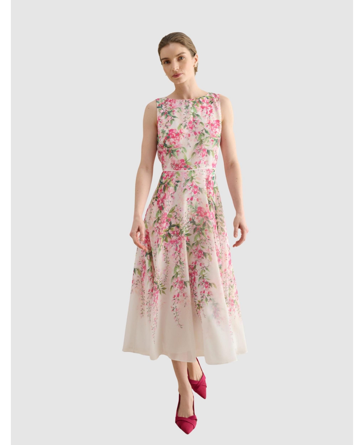 Carly Fit Flare Midi Dress - Ivorymulti