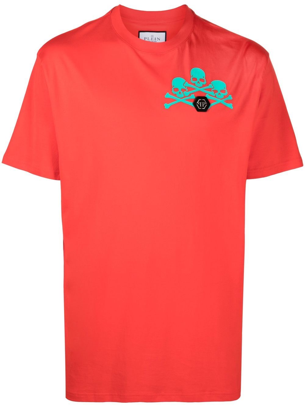 Skull-print detail T-shirt - Red