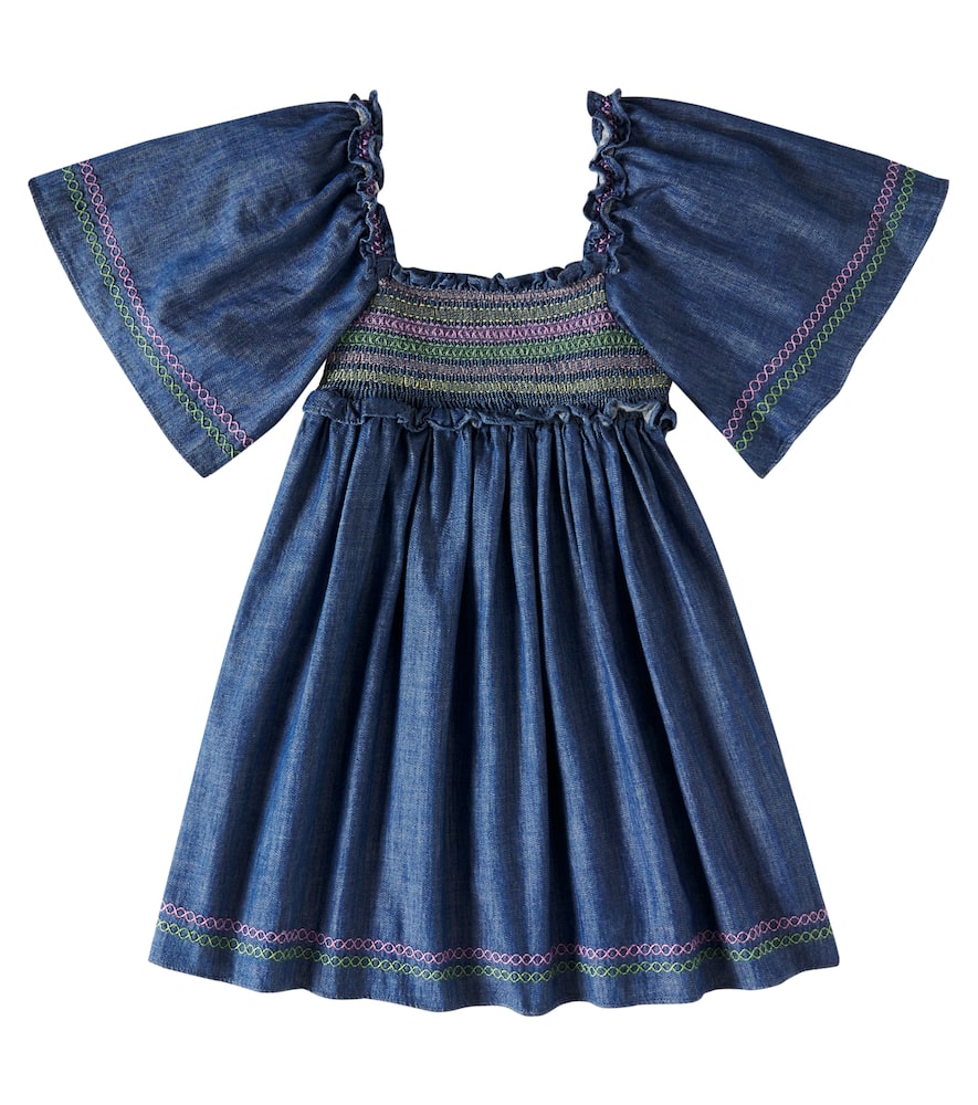 Zimmermann Kids Tallow shirred denim dress