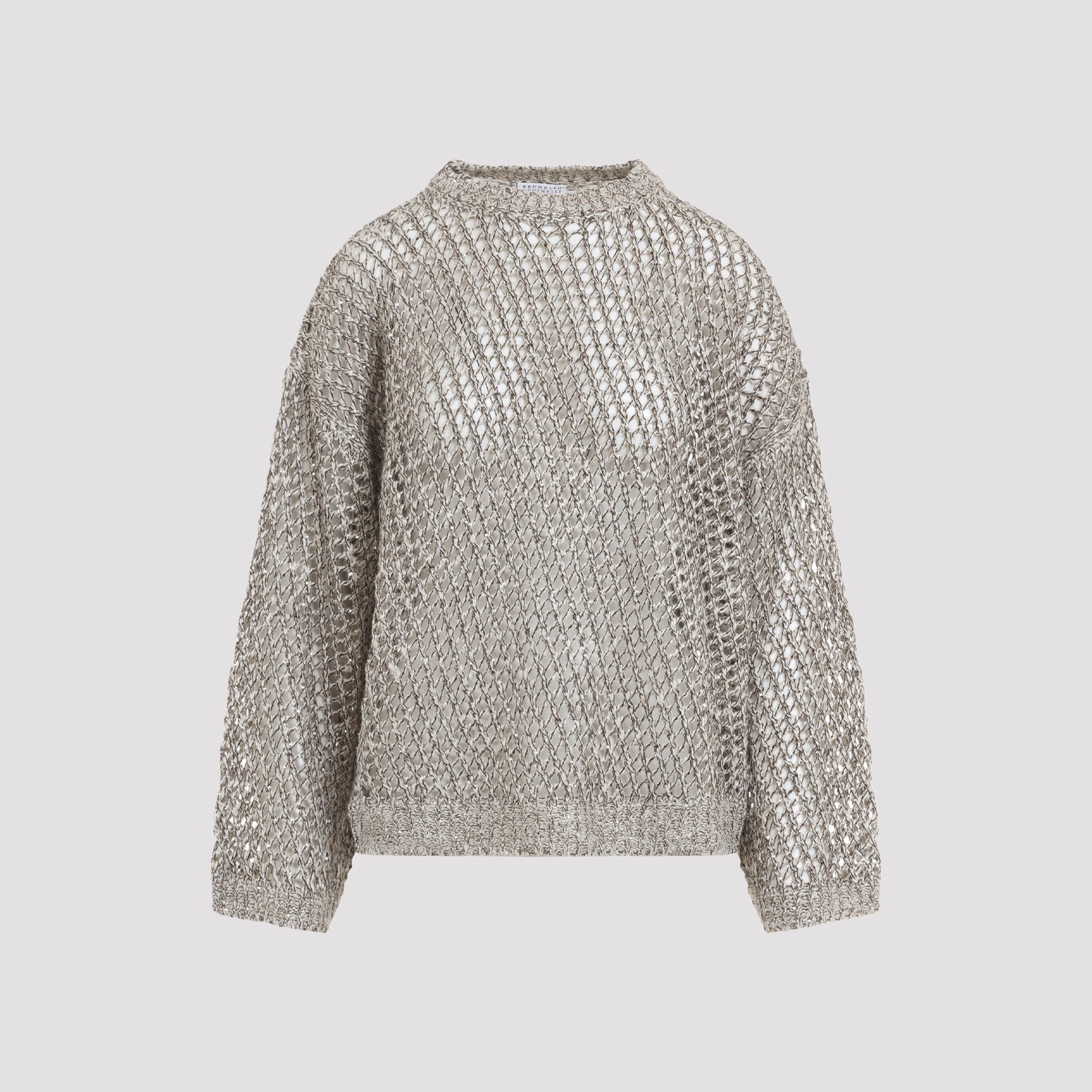Women's Fishnet Pullover Sweater with Silk & Linen Blend
