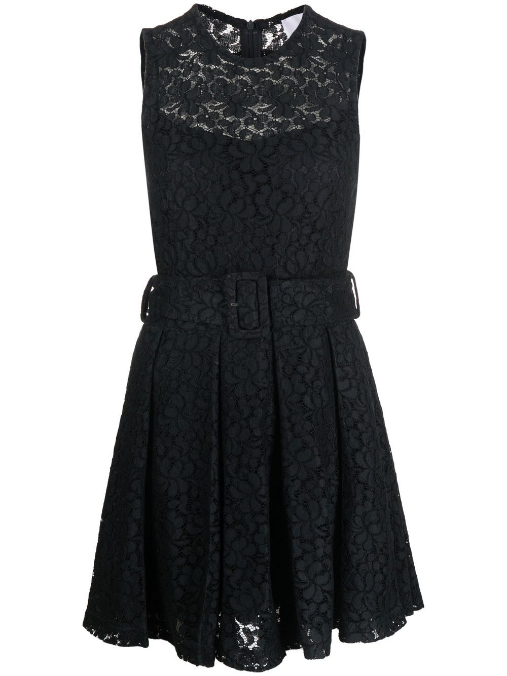 Lace-detail sleeveless mini dress - Blue