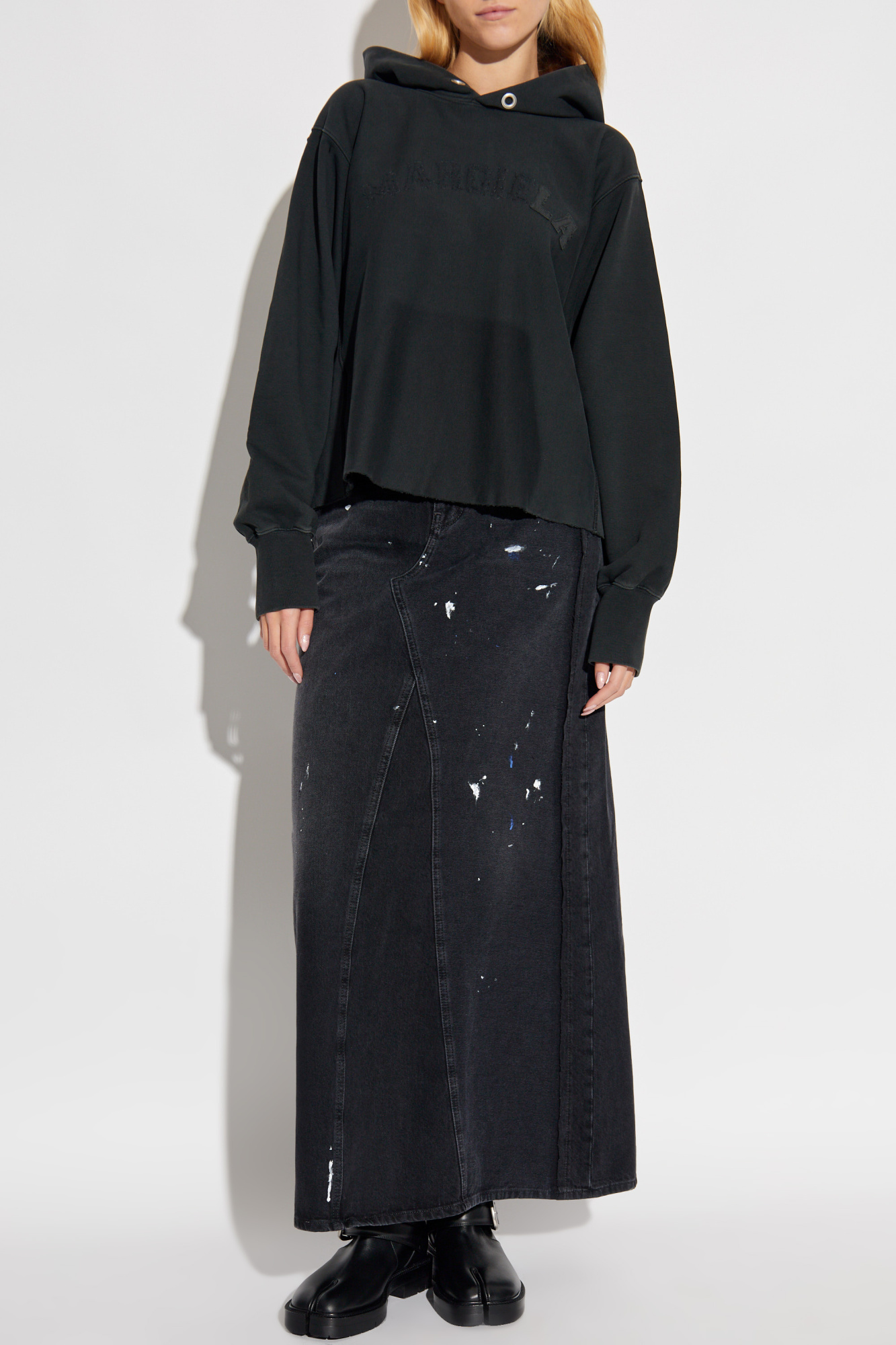 Skirt With Paint Stain Effect, Women's, Grey