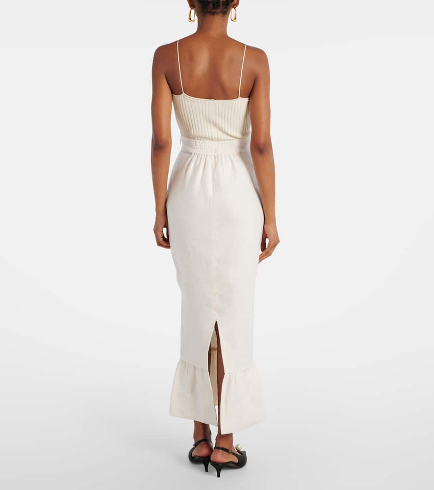 Matilda tiered linen pencil skirt