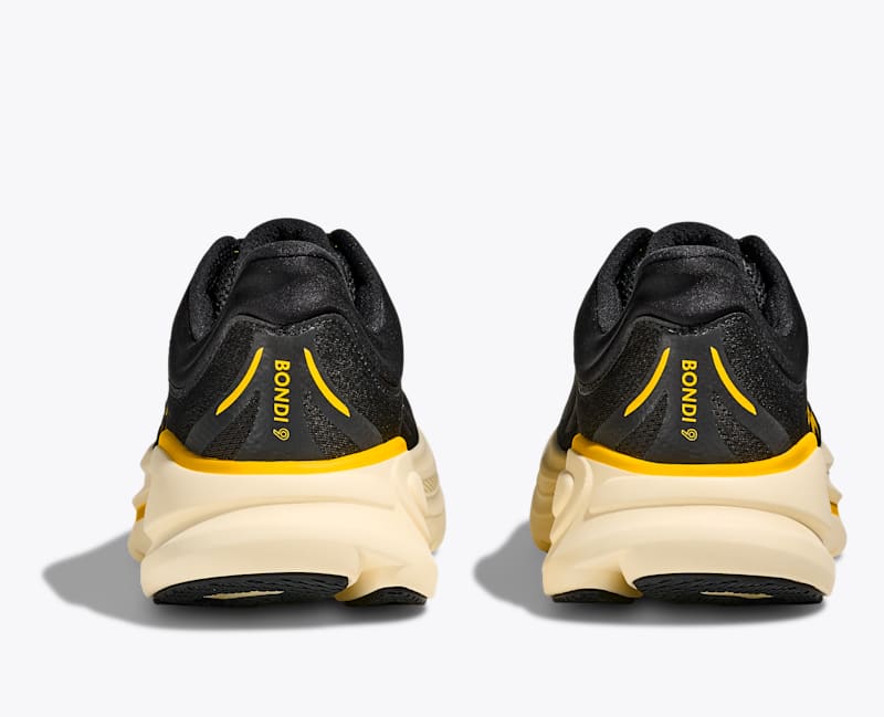 HOKA Men's Bondi 9 Shoes in Carbon Black/Yellow Gold