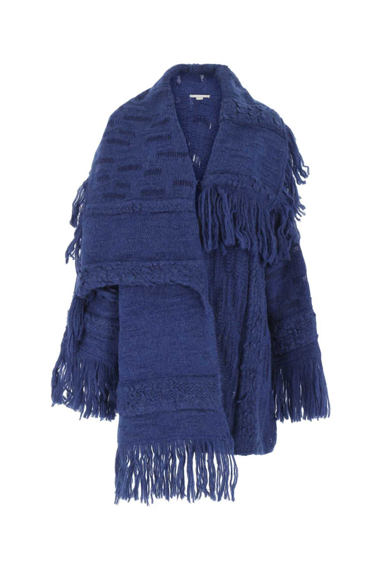 Asymmetric fringed cardi-coat