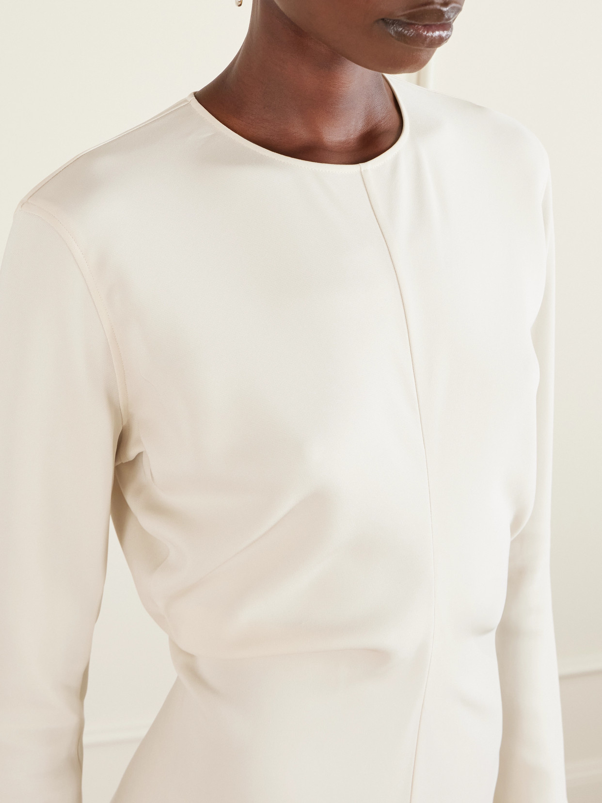 Garderob Gathered Crepe Maxi Dress - White
