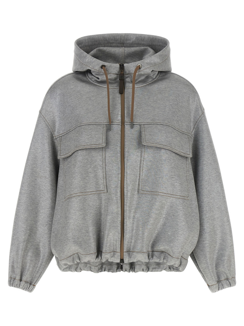 Brunello Cucinelli - hooded bomber jacket zipper detail pocket