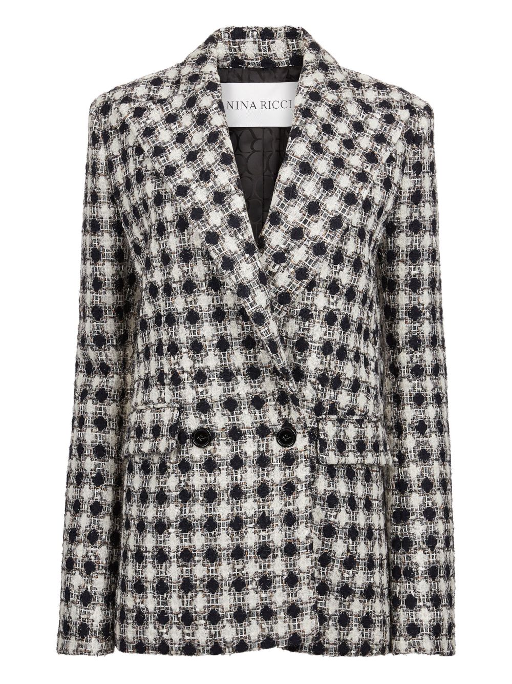 Tweed check double-breasted jacket - Black