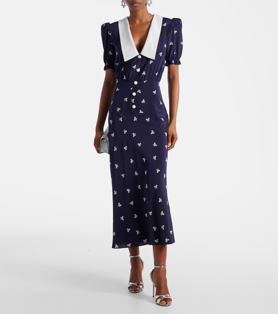 Printed silk midi dress