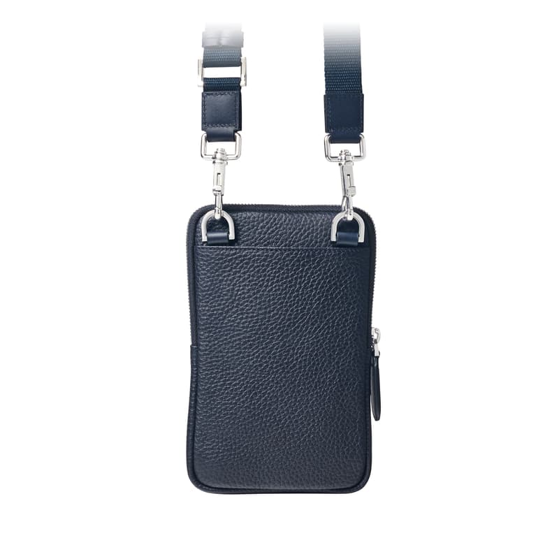 Reporter Crossbody Phone Bag in Navy Pebble