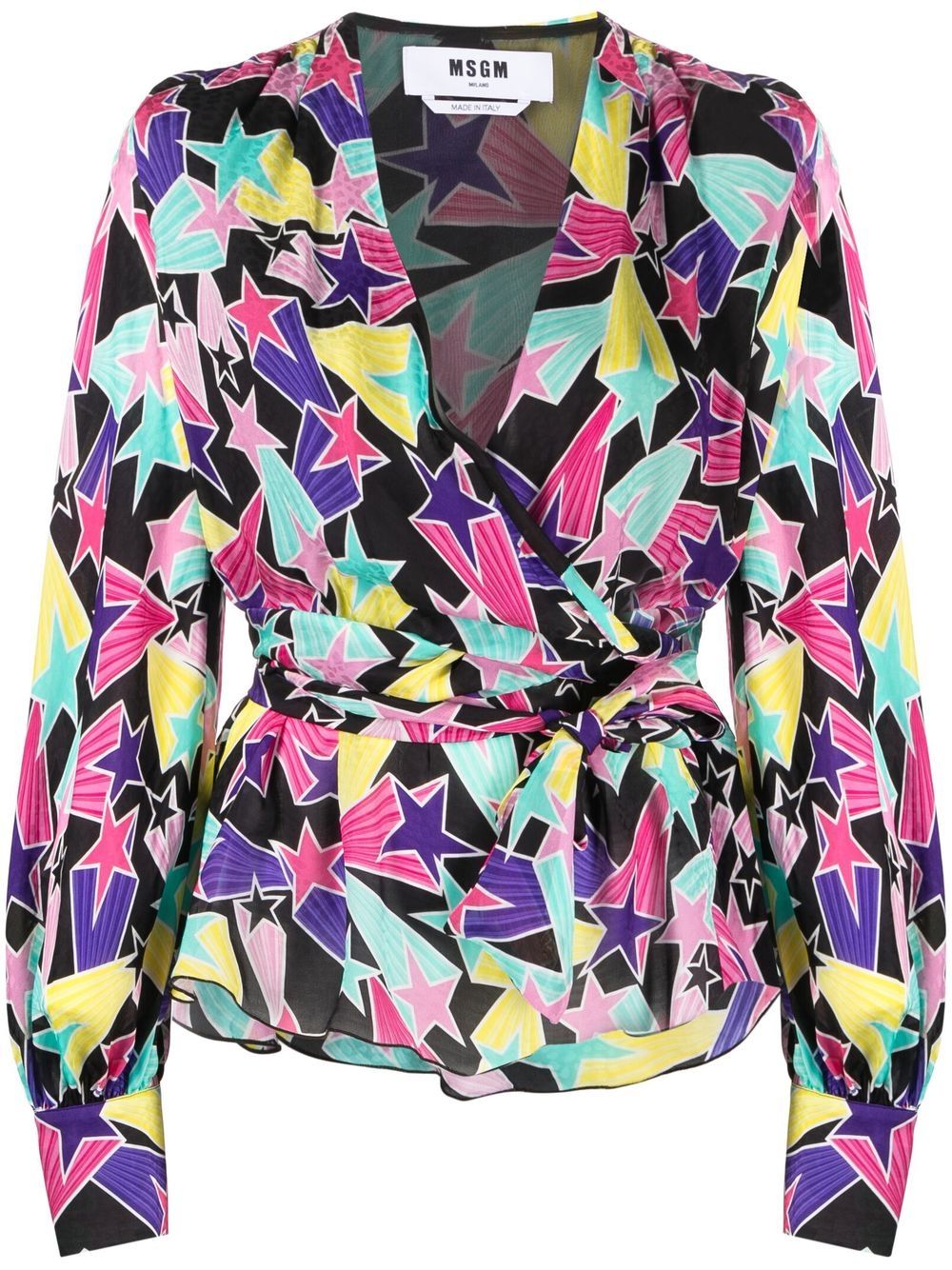 Star-print wraparound blouse - Pink
