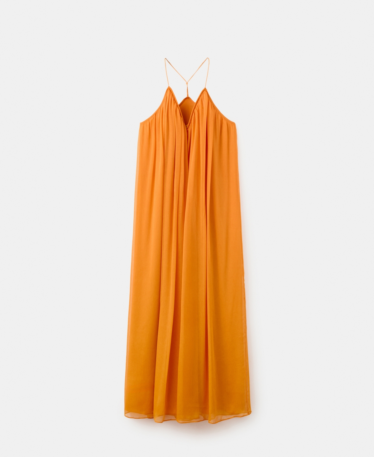 Women's Flowy Chiffon Dress - Orange