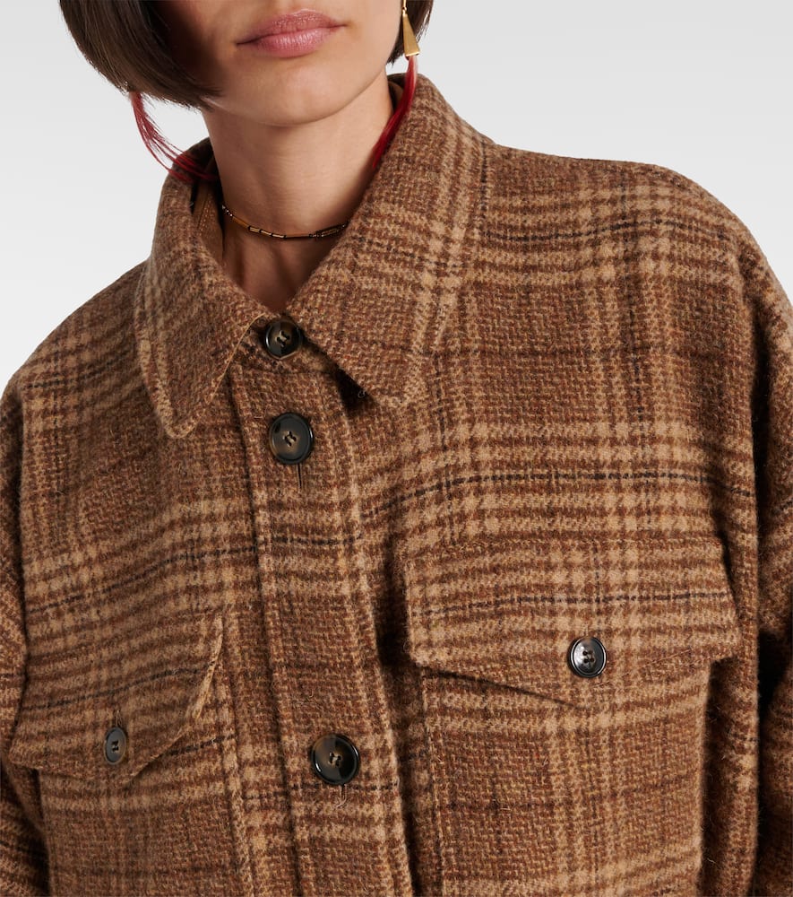 Gislene checked virgin wool coat
