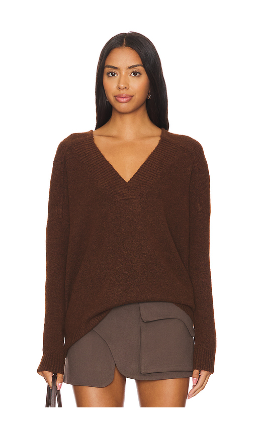 Central Park West Yorke Oversized Vneck in Chocolate. - XS also in L, M