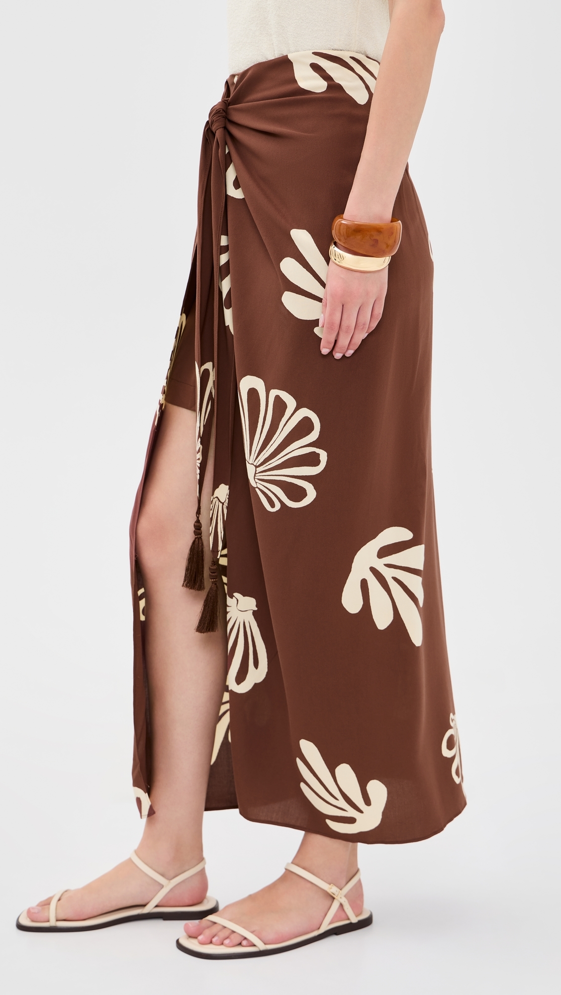 Brown Maritime Front Knot Maxi Skirt Brown Maritime