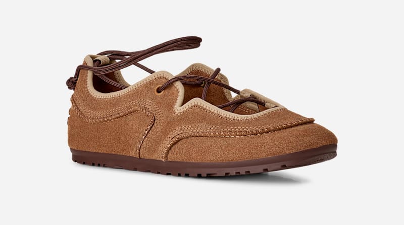 ® Women's Quill Ballet Sneaker Suede Shoes in Chestnut/Sand