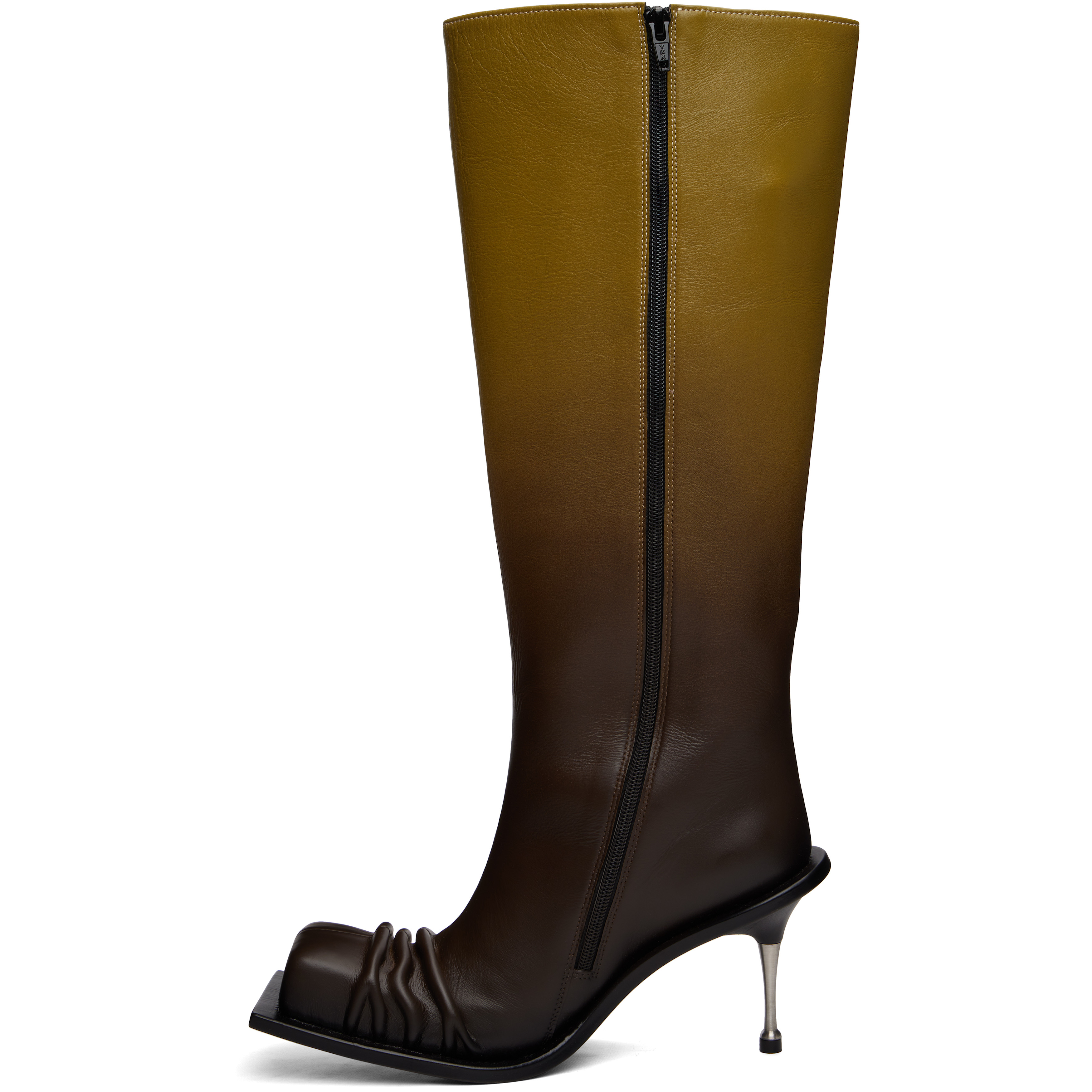 Brown Stiletto Heel Classic Square Toe Boots