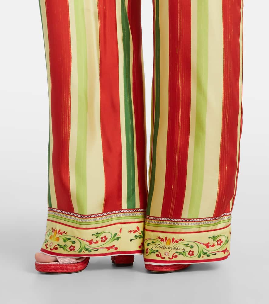 High-rise striped silk palazzo pants