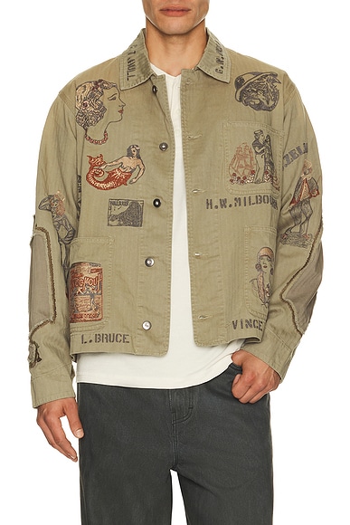 Samuel Zelig Duffle Chore Jacket in Faded Olive - Green. M also in S, L, XL/1X, XXL/2X