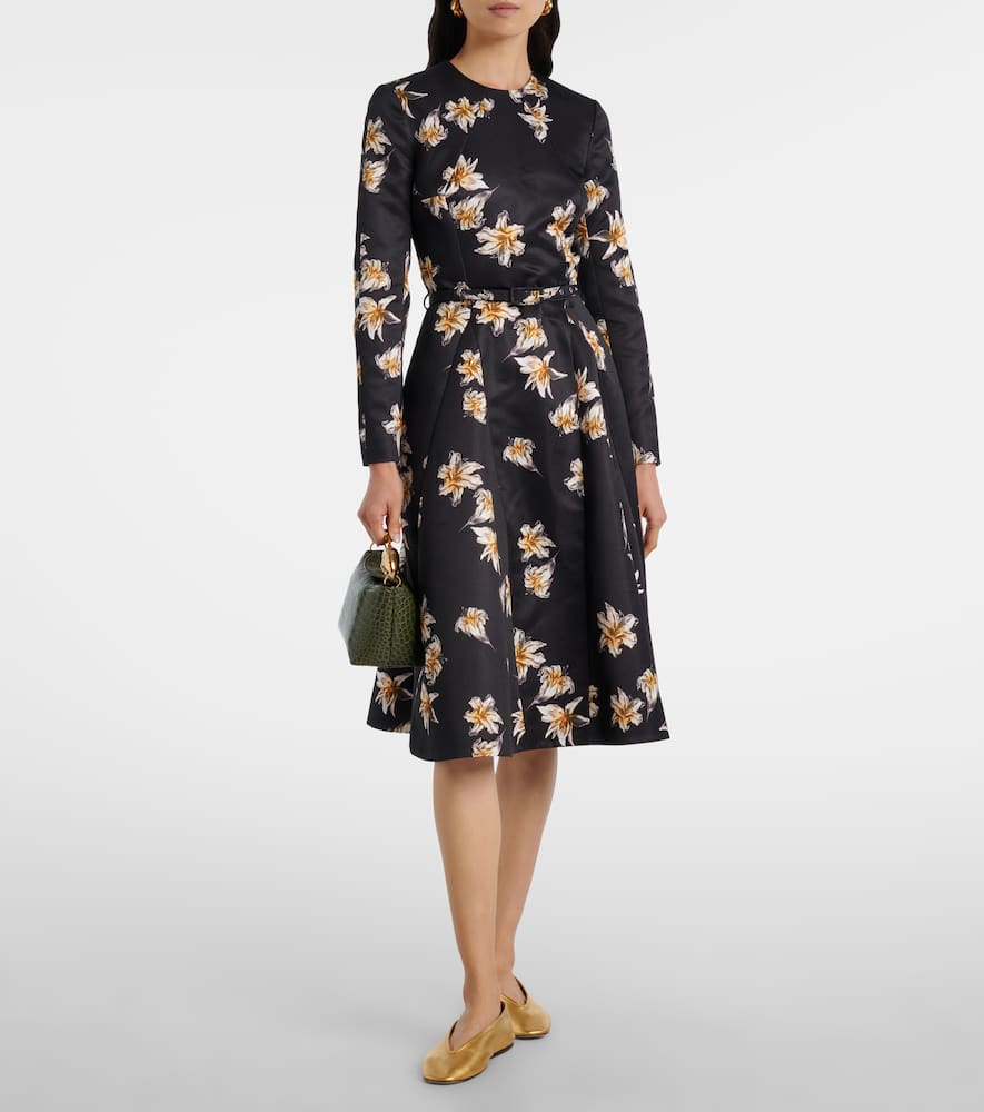 Uccellina floral duchess satin midi dress