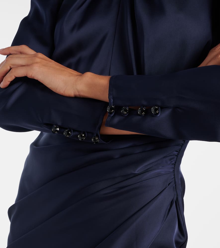 Draped satin midi dress