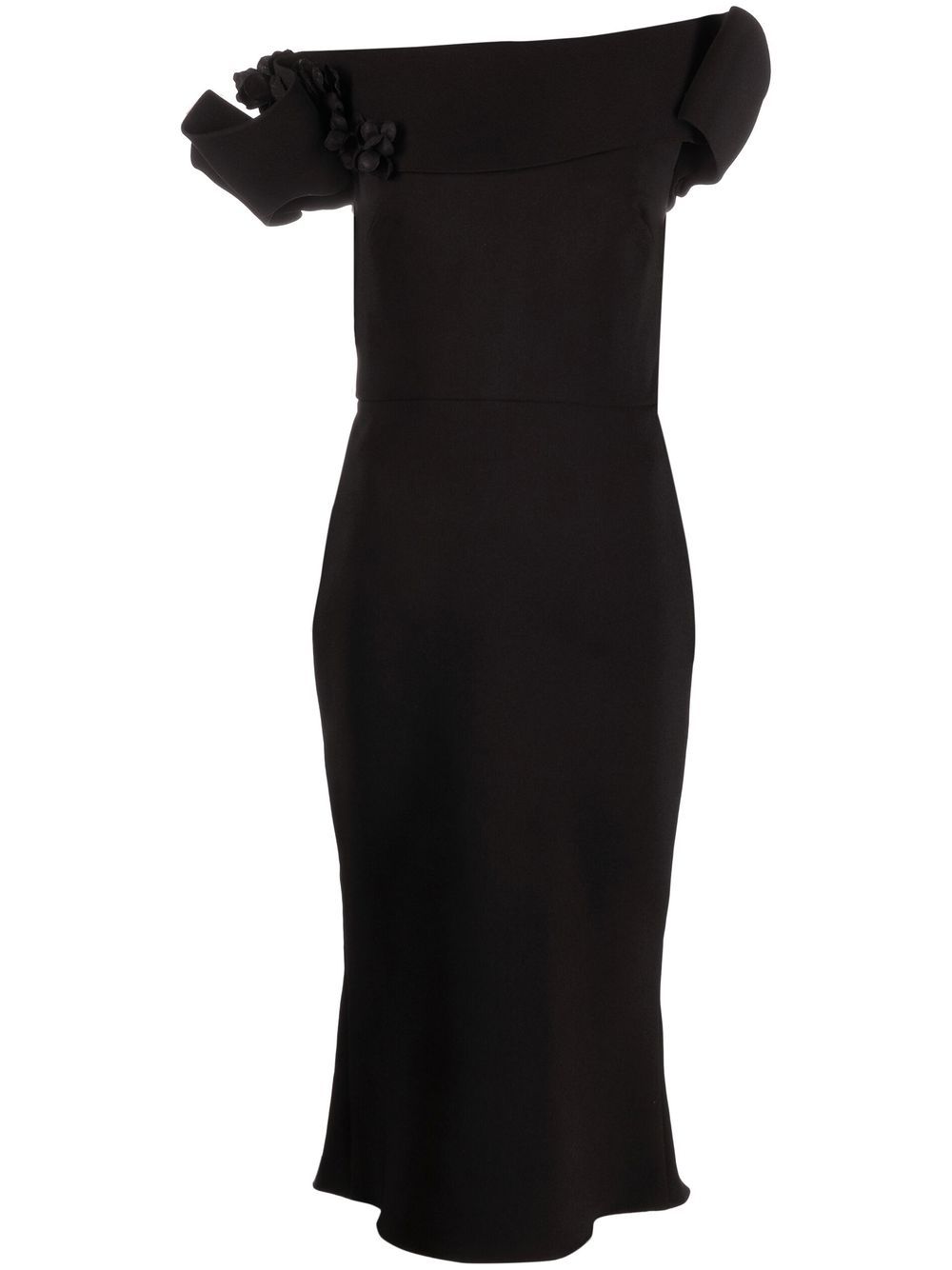 Off-shoulder midi dress - Black