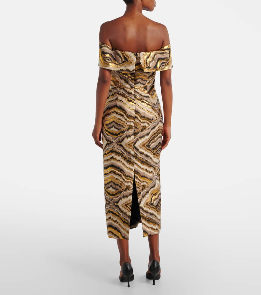 Gloria off-shoulder jacquard midi dress