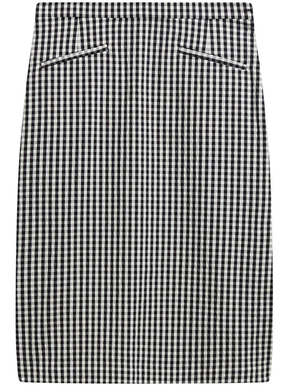 Gingham cotton-blend midi skirt - Black