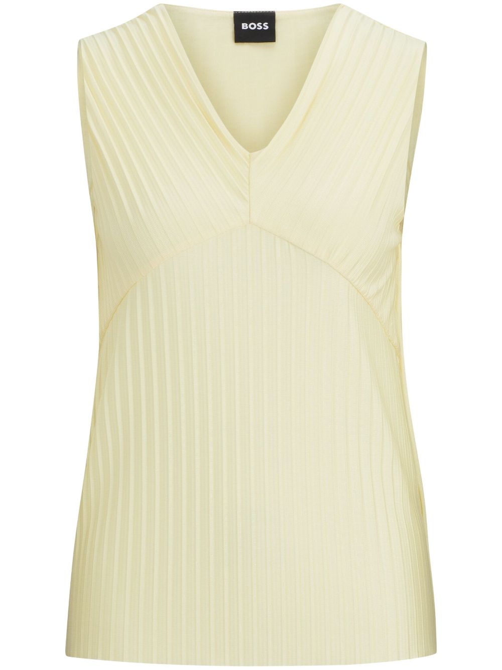 Plissé V-neck top - Neutrals