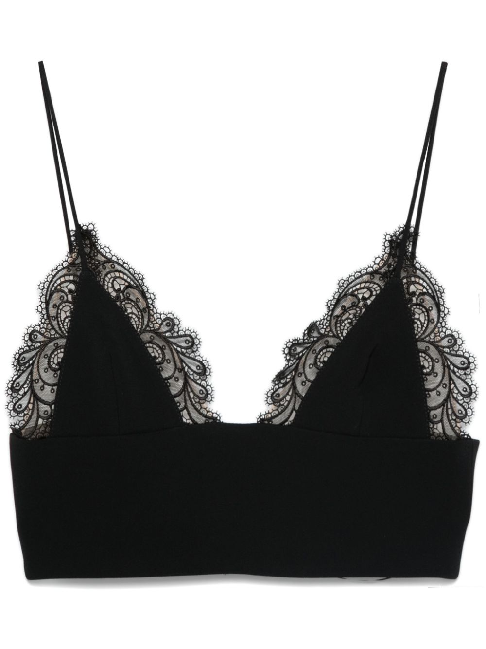 Lace-detail cropped top - Black