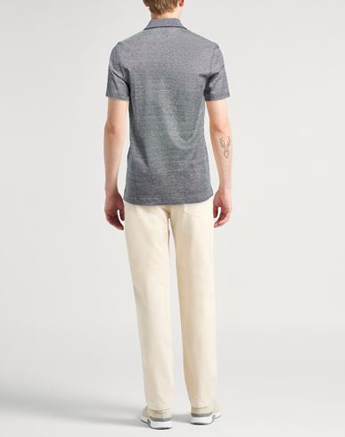 Man Polo shirt Midnight blue Size M Linen, Cotton