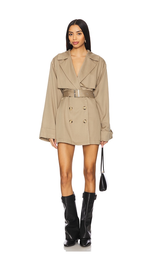 SNDYS Victoria Mini Trench Dress in Green. -  XS also in L, M, S, XL