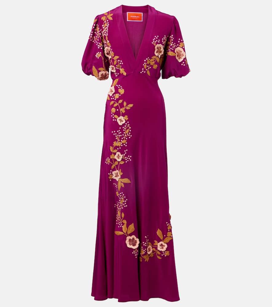 Marlene embroidered silk gown