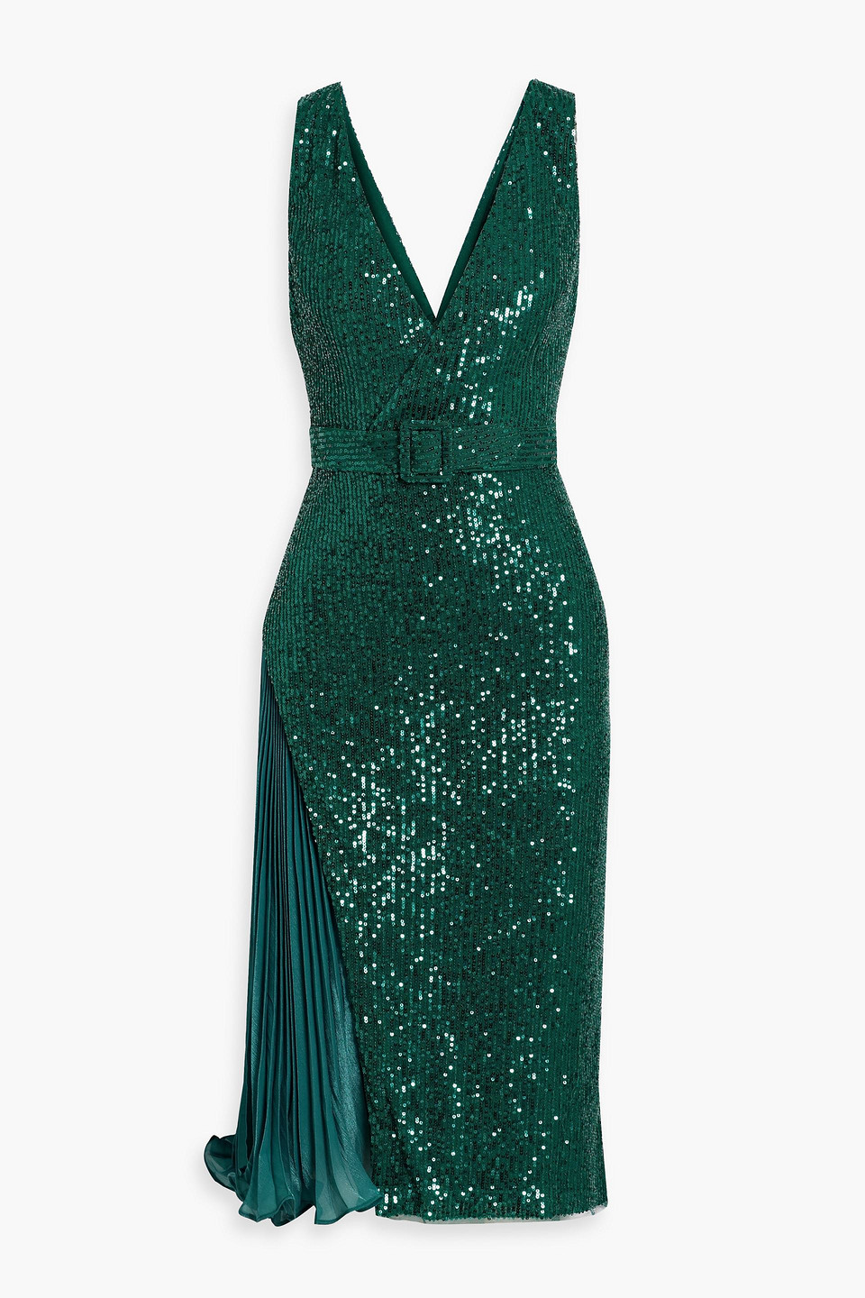 Badgley Mischka - Kleid aus Tüll mit Pailletten und Satineinsatz - Grün - US 0