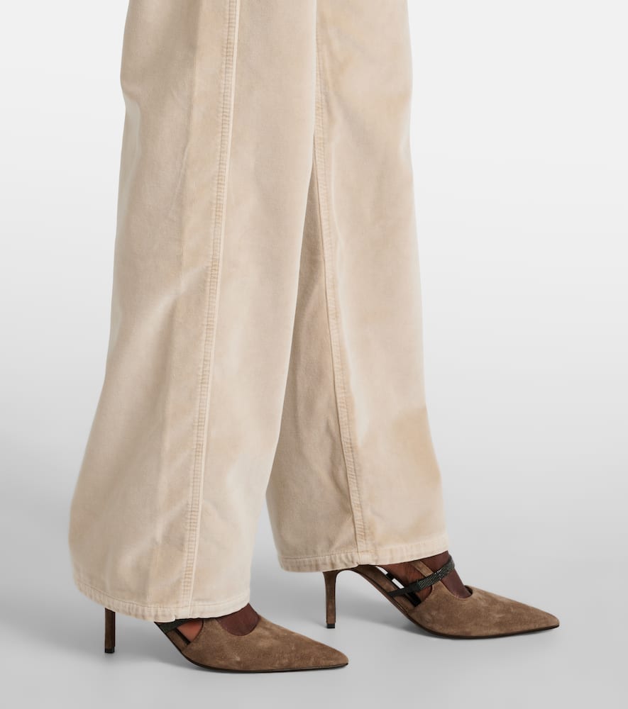Dyed cotton wide-leg pants
