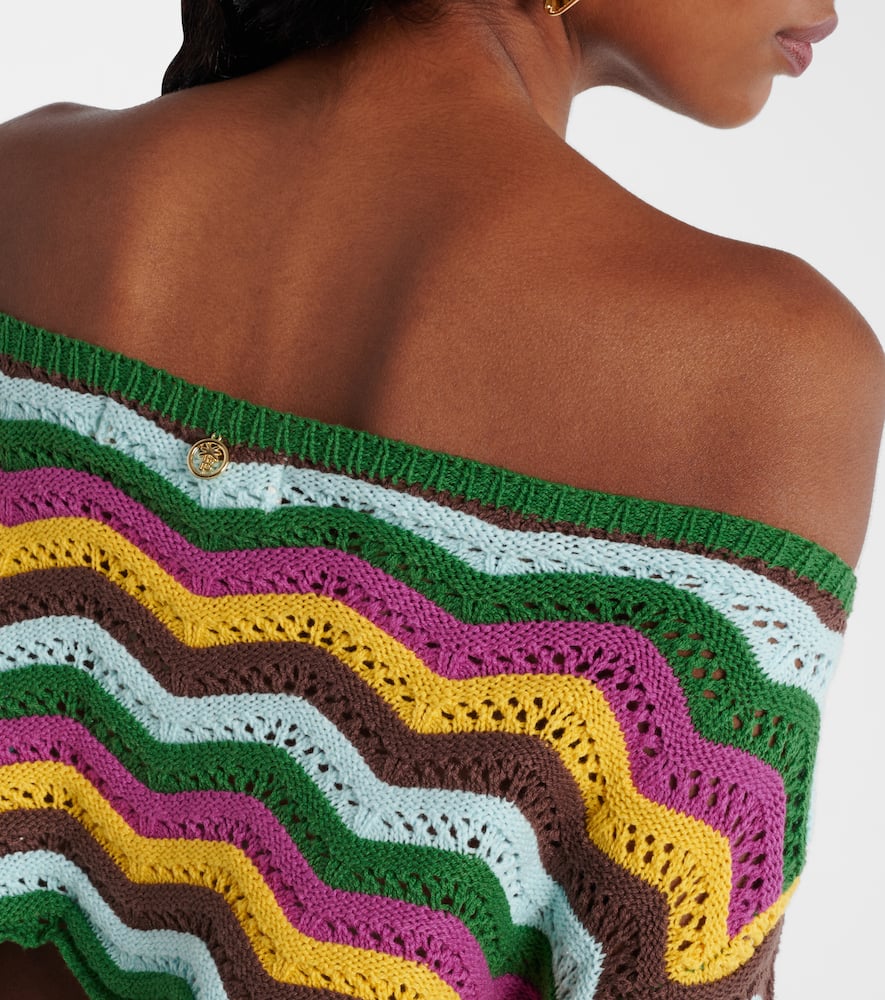 Helena striped cotton-blend crop top