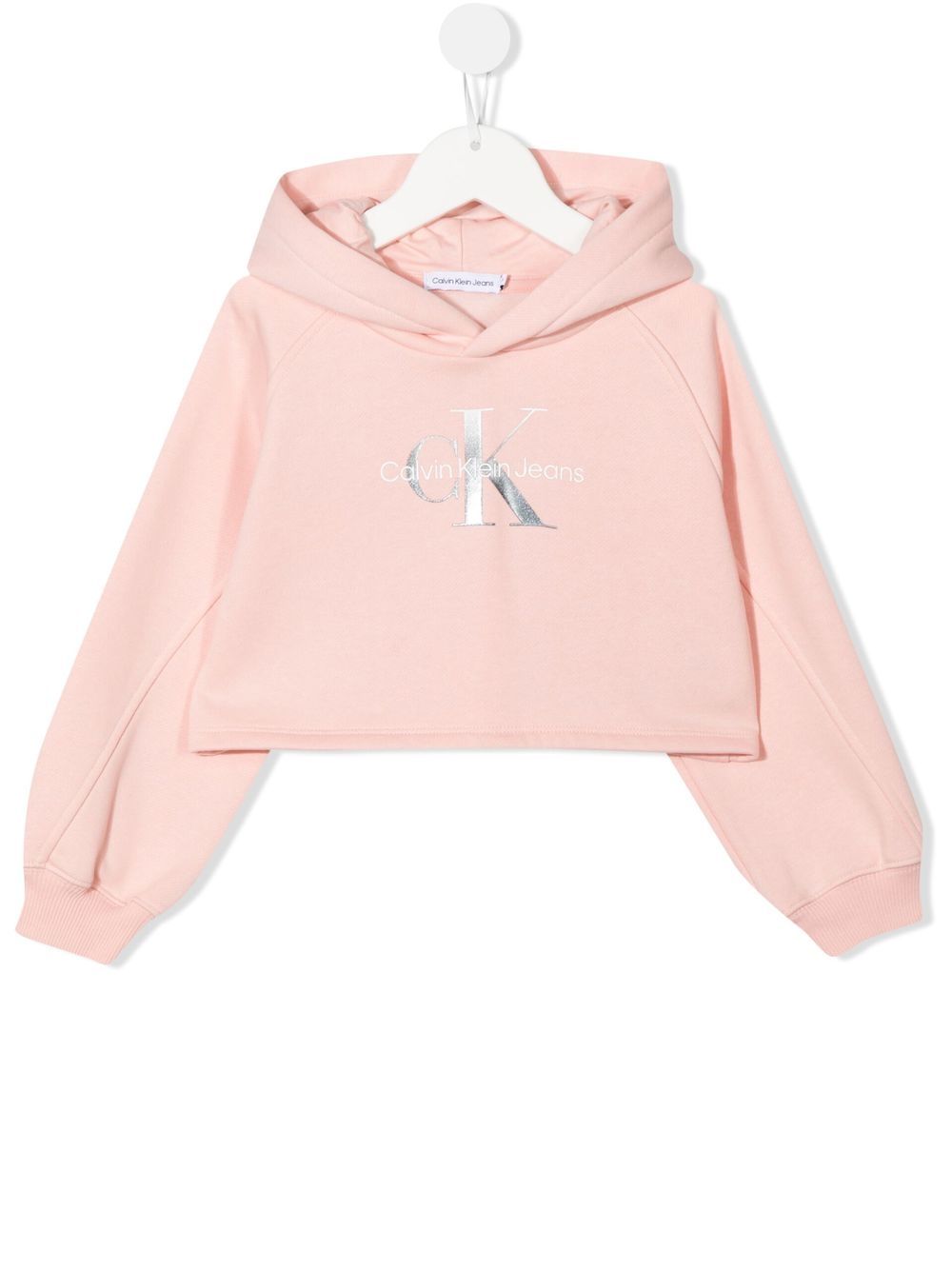 Metallic logo-print hoodie - Pink