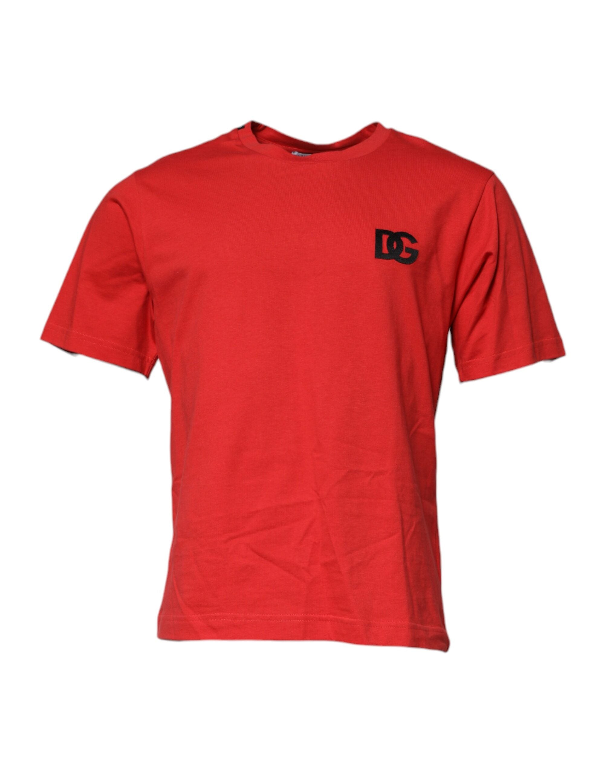 Logo-Patch Cotton T-Shirt — Red