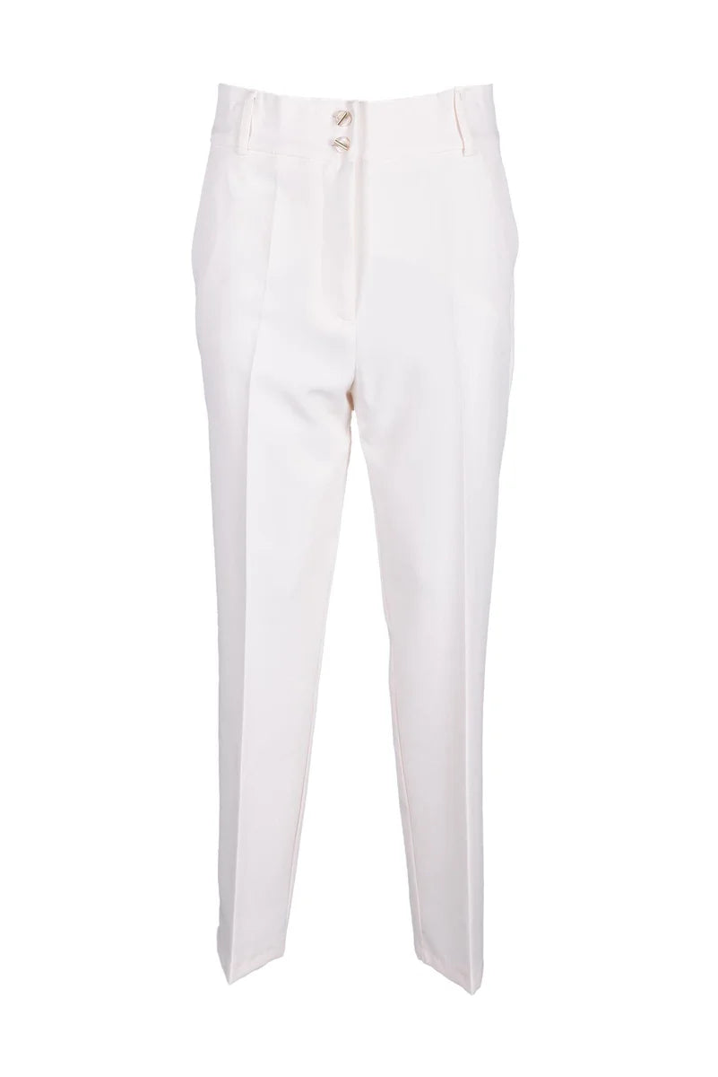 Tailored Vanilla Trousers with Straight Leg and Mid-Rise Waist