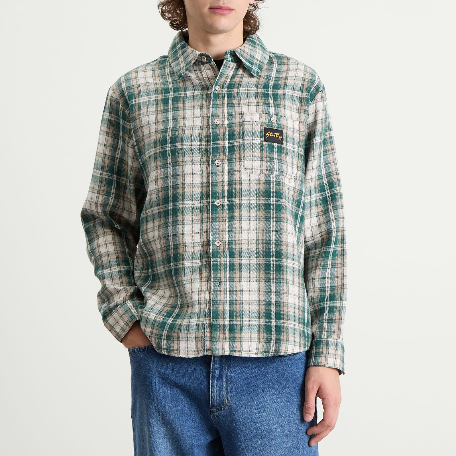 Men's Flannel Shirt Green Plaid